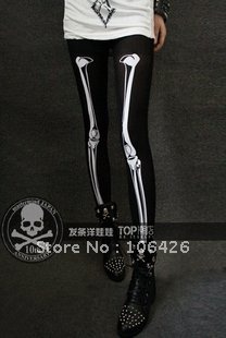 Free shipping 2012 new My leg skeleton skeleton Slim skinny skeleton feet stretch pants bottoming socks