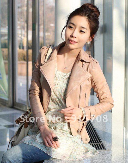 Free shipping! 2012 new OL commuter short zipper long-sleeved leather jacket