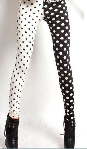 Free Shipping  2012 New Punk Black&White DOT  Leggings Tights