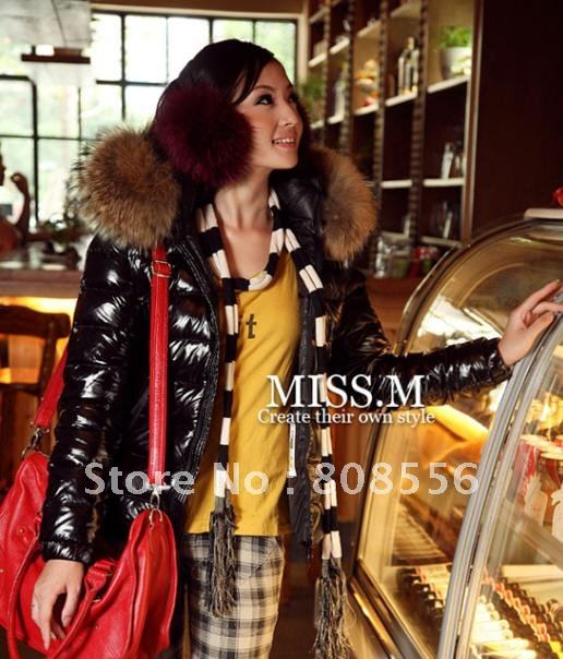 Free shipping 2012 new shiny artificial leather down jacket warm clothes Coat