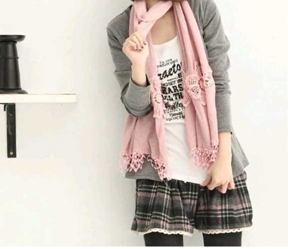 free shipping 2012 new style casual lace lap plaid pantskirt free size all match skirt for lady TQ12091414