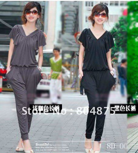 Free Shipping 2012 new style,V neck before and back,Women's Causal Jumpsuit&Romper,Classical,long trousers and Cropped Trousers