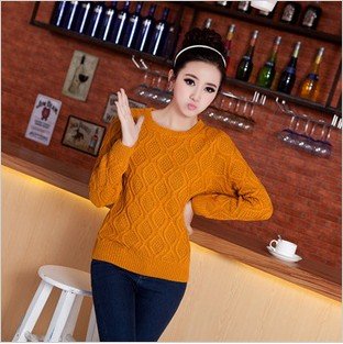 Free shipping!2012 new Style women o-neck collar knitted sweaters silm Diamond pattern cardigan 4 colors