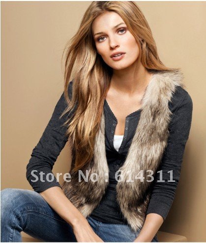 Free shipping 2012 new The cute furry Slim long-haired short paragraph Dark buckle vest