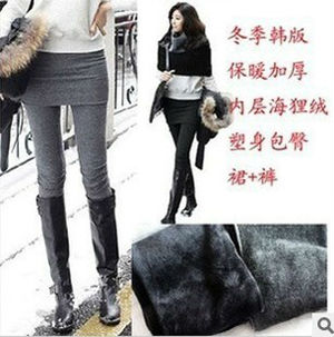 Free Shipping 2012 New thick warm winter leggings with mini skirts Women's false two-piece tights jeans pantyhose wholesale