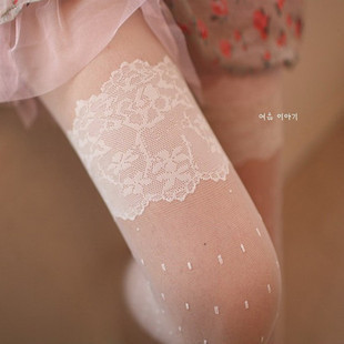 Free Shipping 2012 NEW W26 ! classic popular knee lace dot meat pantyhose stockings DNZ