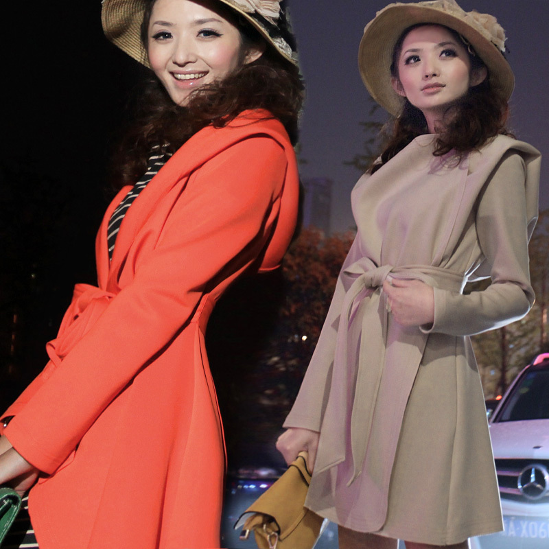 Free Shipping,2012 New Winter! High-end Customization,Original Design Women's Slim Waist Imported fabric Trench Coat, GRFY06