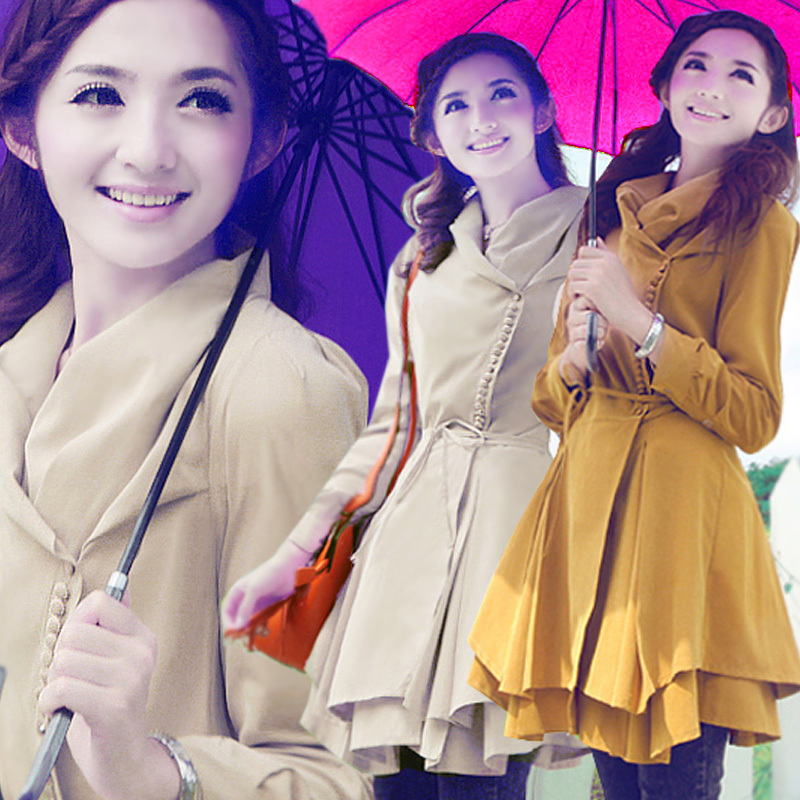 Free Shipping!2012 New Winter!High-end Customization Temperament noble Petals type Women Trench Coat ,Two Colors, GRY09