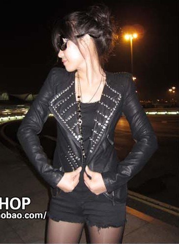 Free shipping 2012 New winter rivet zipper leather jacket