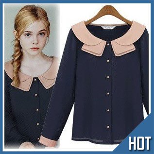 Free Shipping 2012 New women's blouse Spring the wind lotus leaf collar chiffon shirt lady's shirt 12-16