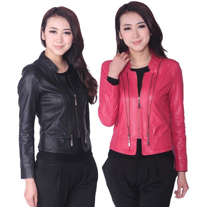 Free shipping !!! 2012 New Women's brand fashion High quality sheepskin genuine leather short leather jacket Coat / L-4XL