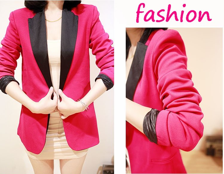 Free Shipping / 2012 New Women's Casual Slim candy color coat / black/blue/rose/orange / Wholesale/Retail