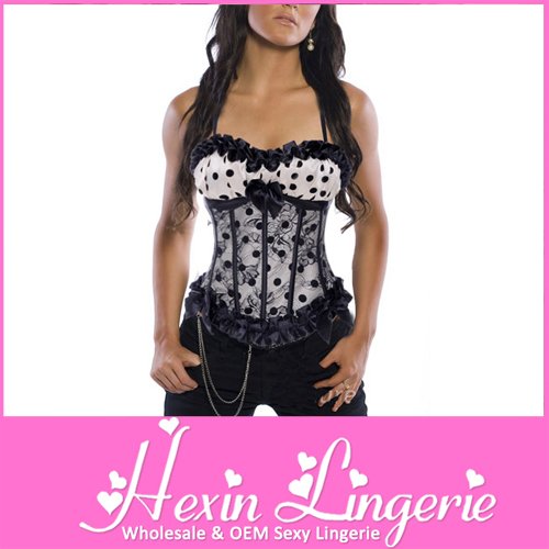 Free shipping 2012 New Women's Polka Dot Sexy White Corset LB4371