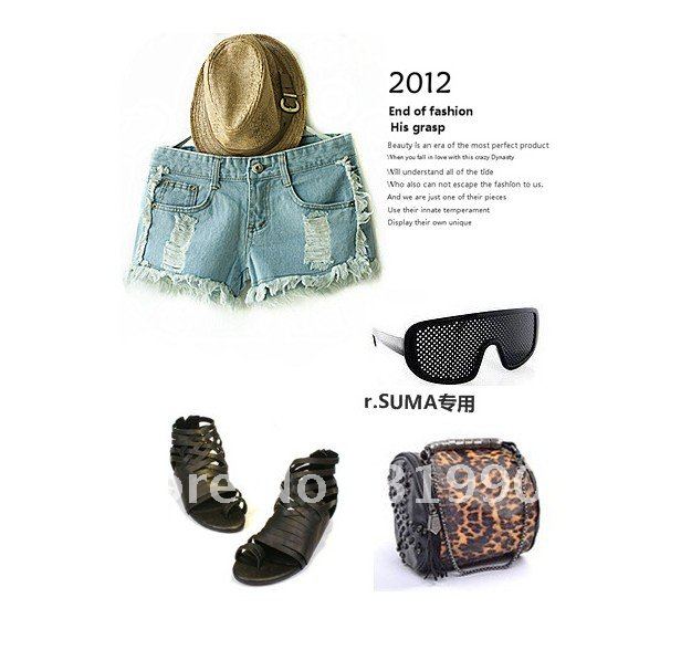 free shipping 2012 new women's shorts occident frazzle Denim shorts  denim pants