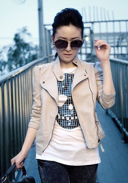 free shipping 2012 New Womens Korea Sexy Ladies Beige leather Jacket Short Coat Outerwear Fur Clothing 0012