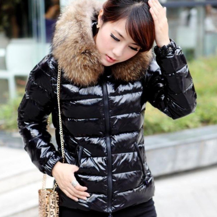 Free Shipping 2012 Newest Big Fox Fur Collar Ladies'  Down Coats ,100% Duck Feather Winter Short Down Jackets Waterproof