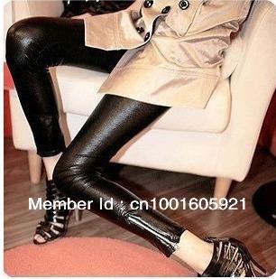 Free Shipping 2012 newest imitation leather ladies' leggings with zipper underside,spring autumn black sexy jeggings wholesale