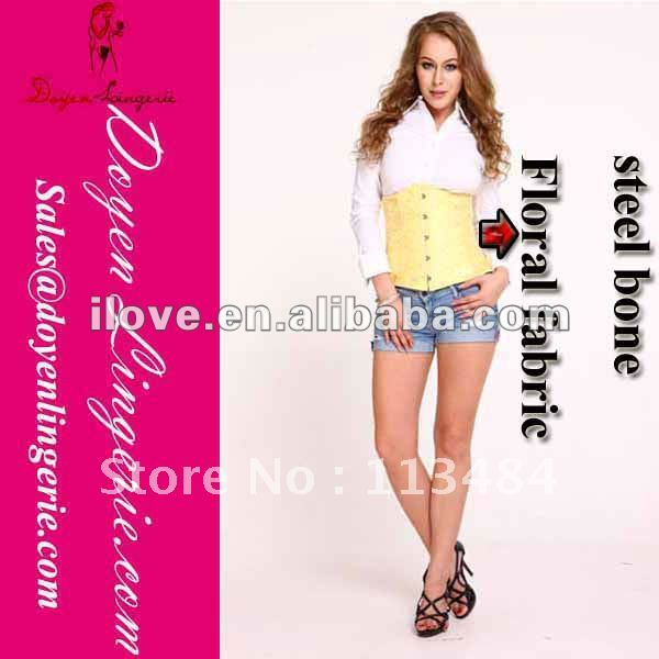 Free Shipping!2012 Newest Jacquard Floral Yellow Steel Bone Corset Tops DH7015