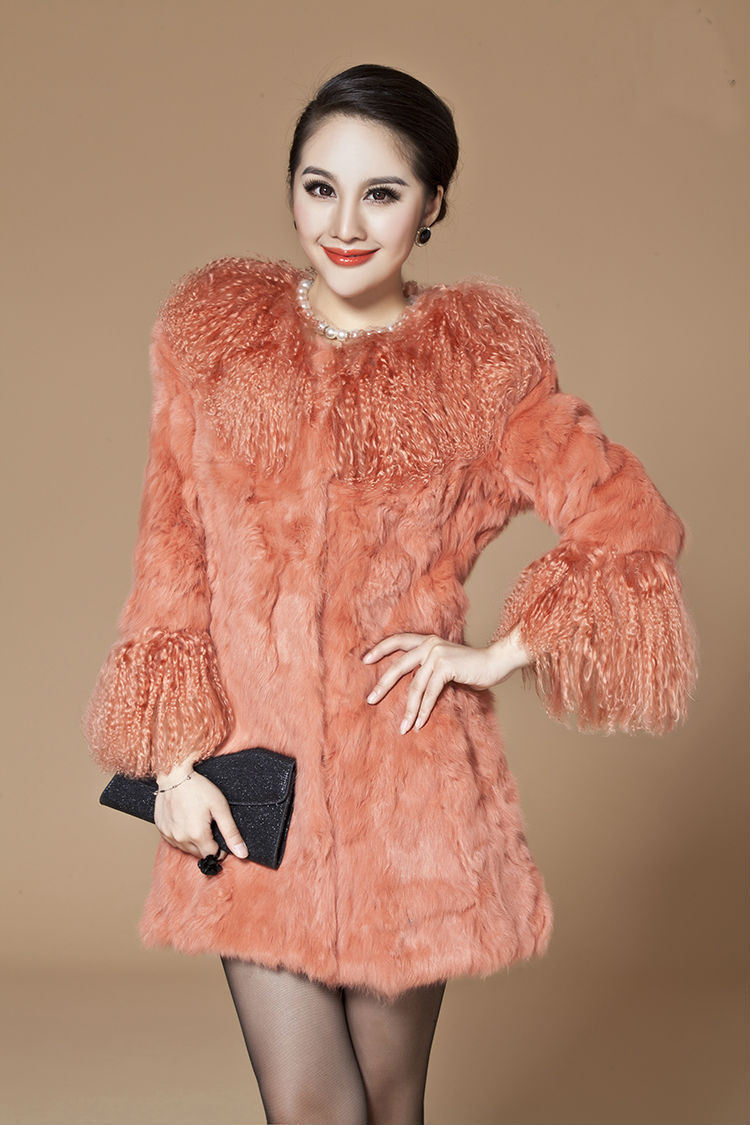 free shipping~2012 newest noble ladies' Fashion rabbit fur coat ,ladies outerwear 12F15