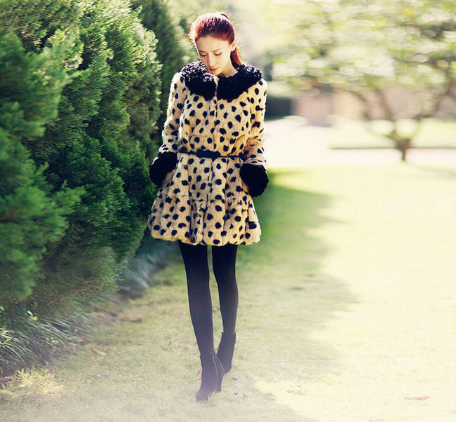 free shipping~2012 newest noble ladies' Fashion rabbit fur coat  Leopard color ,ladies outerwear  M-3XL 12F11