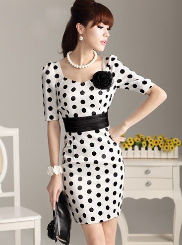 Free shipping! 2012 Newest Women short sleeve dress/office lady slim dress / S M L XL XXL Drop-shipping acceptable