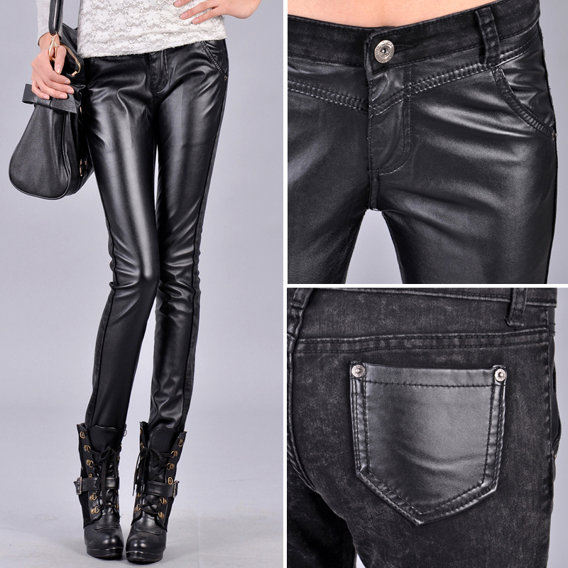 free shipping! 2012 Patchwork personalized jeans,autumn / winter boot cut black skinny women jeans, J0005