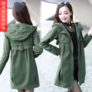 free shipping 2012 plus size clothing mm autumn spring and autumn slim hooded long design trench overcoat outerwear