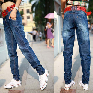 Free shipping 2012 plus size loose women's jeans harem pants jeans hanging crotch pants female skinny pants