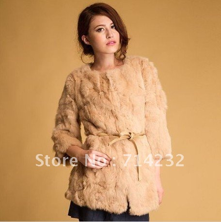 Free shipping ! 2012 rabbit fur coat women  medium-long fur coats fashonal women's 2012 fur outwear