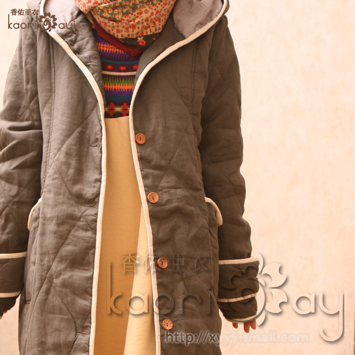 Free shipping 2012 rhombus with a hood long design thermal thickening wadded jacket outerwear