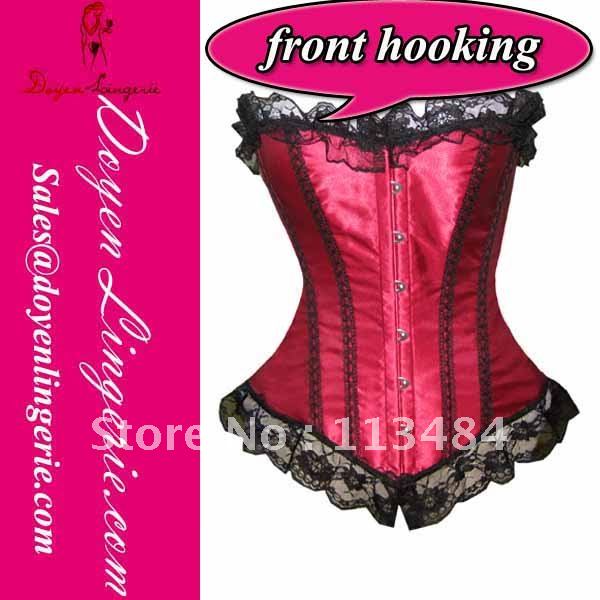 Free Shipping!2012 Satin Red Sexy Busty Corset Lingerie Wholesale And Corset