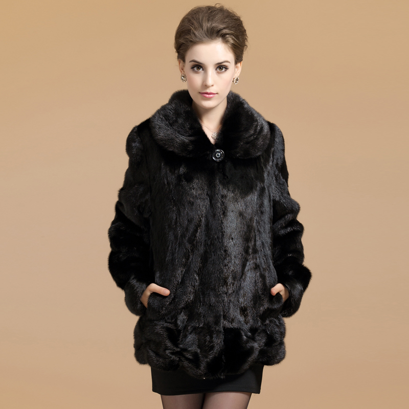 free shipping 2012 senior mink fur marten overcoat Women long design outerwear