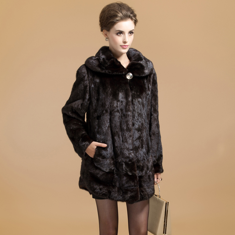 free shipping 2012 senior mink fur marten overcoat Women outerwear z8846