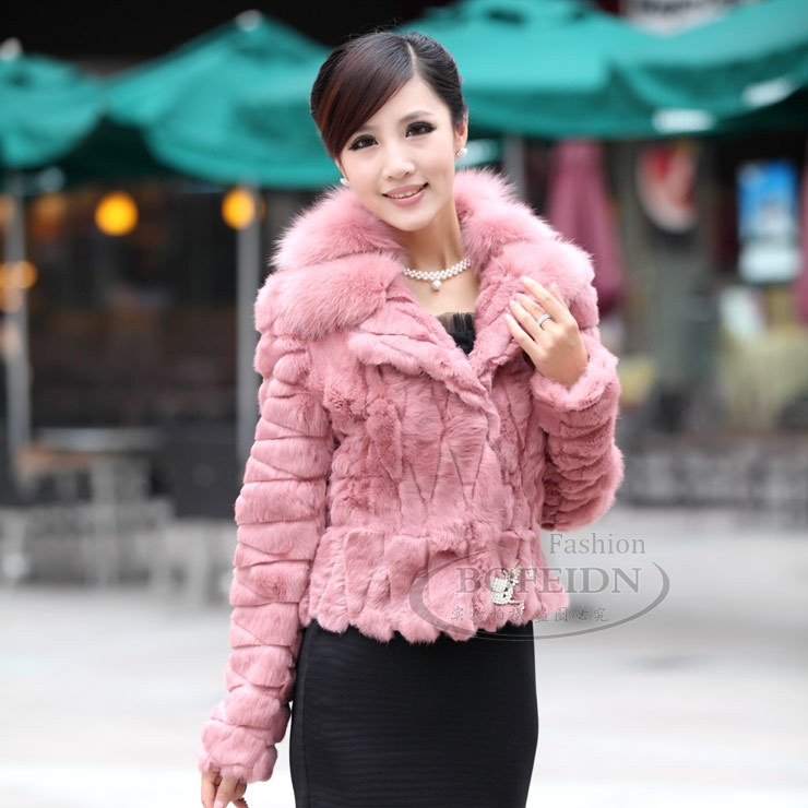 free shipping 2012 short design fur fox women's rabbit fur outerwear rhombus wool fur coat