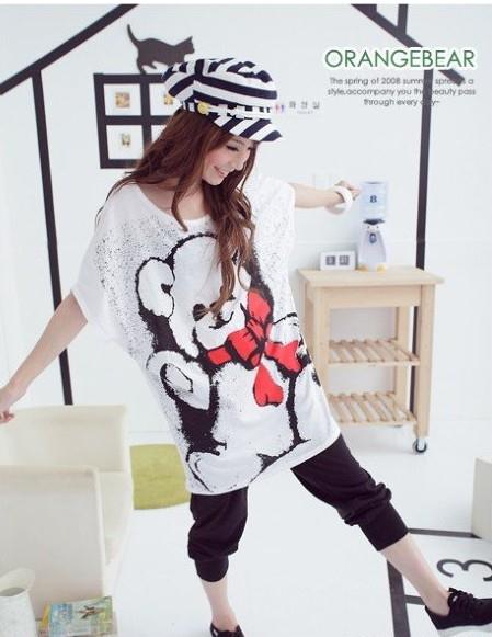 Free shipping 2012  short-sleeve maternity summer t-shirt with cute bear design