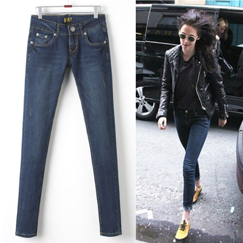 Free shipping, 2012 slim jeans female skinny pants female pencil pants female Dark Blue jeans