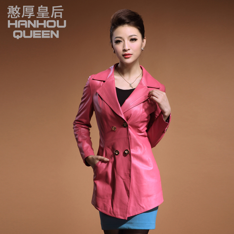 free shipping  2012 slim medium-long sheepskin leather clothing female genuine leather outerwear