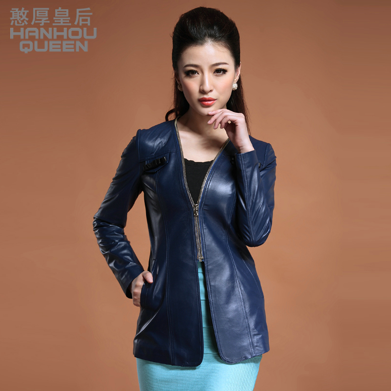 free shipping  2012 slim medium-long sheepskin women's genuine leather clothing