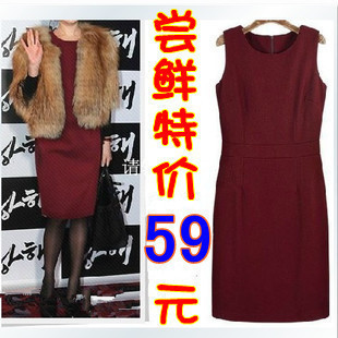 Free shipping 2012 slim woolen sleeveless tank dress frock woolen one-piece dress winter dress female