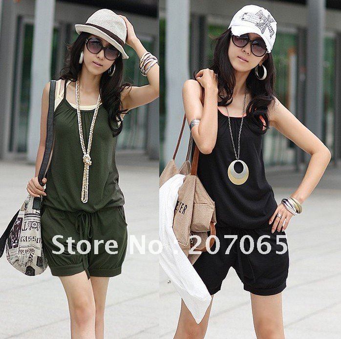 Free shipping 2012 solid color Drawstring waist harness jumpsuits,women jumpsuit  3 colour