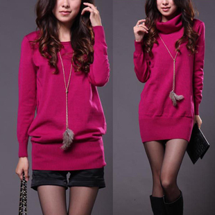 Free shipping, 2012 solid color sweater women's all-match medium-long sweater basic sweater