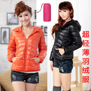 Free shipping 2012 solid color thin UNIQLO down coat female short design thin outerwear