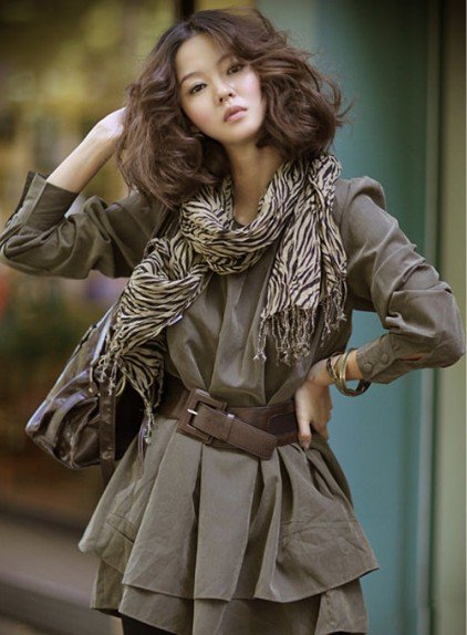 Free shipping,2012 South Korean women's autumn - a temperament cashmere leather leisure generous collar with belt dress