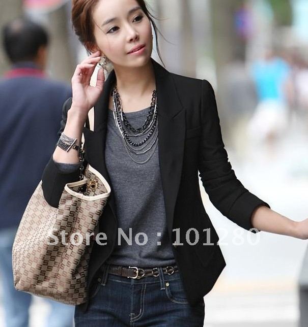 FREE SHIPPING 2012 spring and autumn casual elegant career women's blazer short jacket black