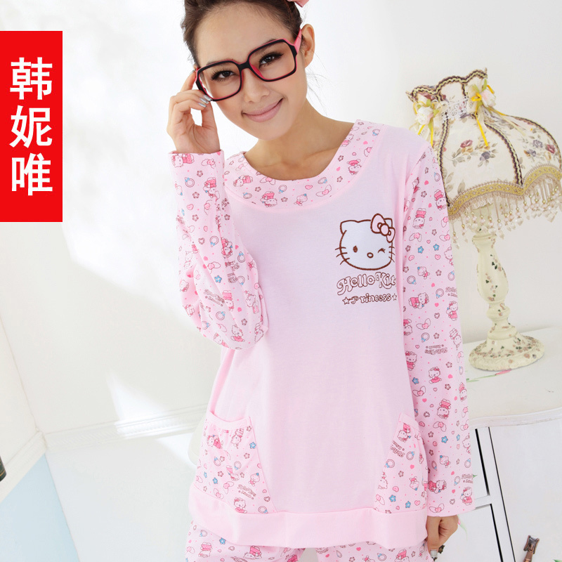 Free shipping! 2012 spring and autumn hello kitty sleepwear women's cotton long-sleeve lounge set