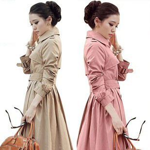 free shipping 2012 spring and autumn slim skirt medium-long plus size trench female outerwear 0913