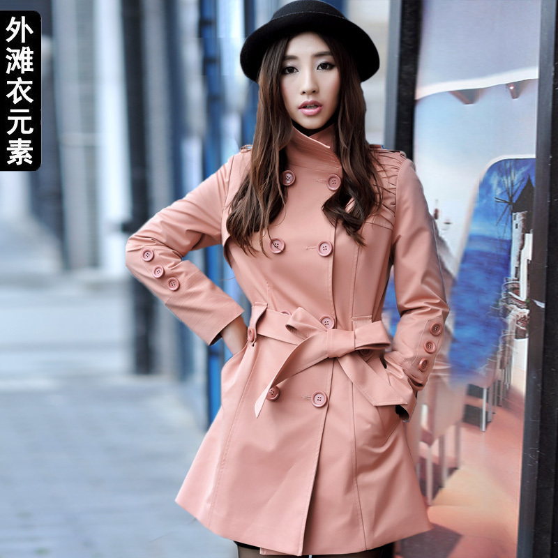 free shipping, 2012 spring and autumn slim women's trench outerwear long-sleeve double breasted casual suit female 810