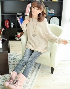 Free shipping-2012 spring and autumn sweater loose pullover plus size solid color brief women's sweater