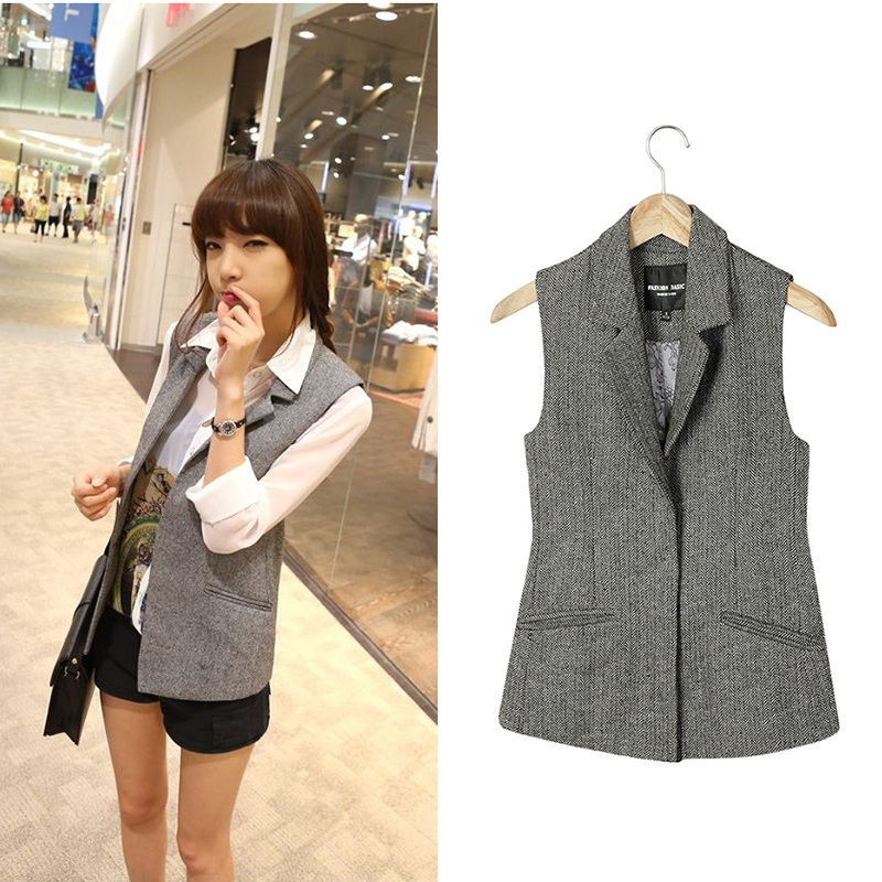 Free Shipping 2012 spring and autumn vest fashion herringbone outerwear plus size slim suit woolen vest female