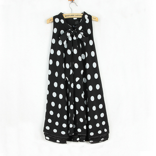 Free shipping 2012 spring and summer elegant plus size dot chiffon bandeaus sleeveless vest one-piece dress